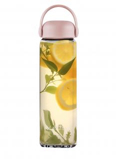 Butelka szklana na wodę Fuori Różowa Vialli Design 540 ml