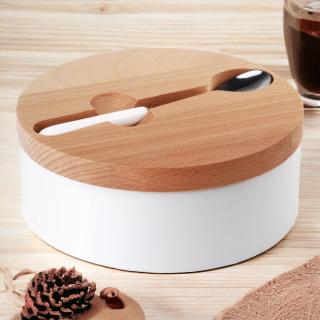 Cukiernica z łyżeczką Basic White HTNC5790 14,7x6 cm