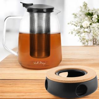Dzbanek do herbaty Vita 800 ml Vialli Design + Podgrzewacz ceramiczny Universal Czarny