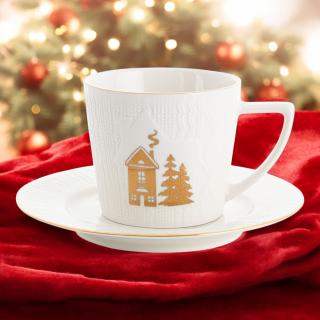 Filiżanka ze spodkiem Golden Christmas Home Florina 210 ml