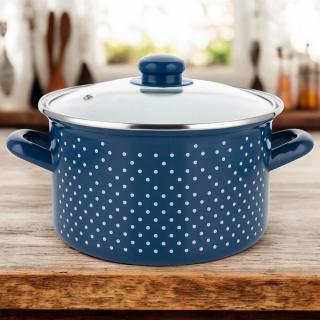 Garnek emaliowany Retro Granat Emalia Pleszew 22 cm 5,3 l