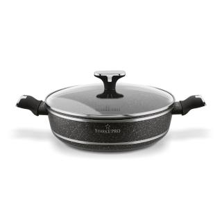 Głęboka patelnia z pokrywką na indukcję non-stick krótkie uchwyty Celebrity Marble Starke Pro 28 cm