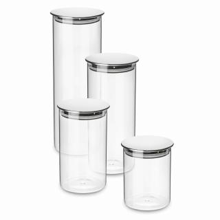 Komplet 4 pojemników szklanych na produkty sypkie Kimi Tadar 0,7, 1, 1,3, 1,7 l