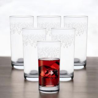 Komplet 6 szklanek zdobione Krista Dekor Long Drink Krosno 350 ml