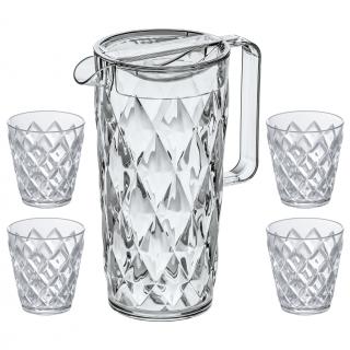 Komplet dzbanek + 4 szklanki Crystal Transparentny Koziol 1,6 l