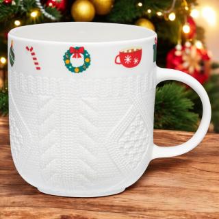 Kubek porcelanowy Scarf Biały Ambition 360 ml