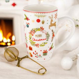 Kubek porcelanowy z zaparzaczem Festivitea Florina 480 ml
