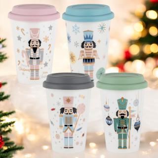 Kubek z silikonową pokrywką Nutcracker Florina 390 ml MIX