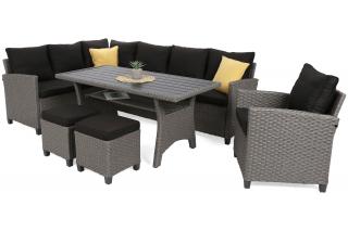 Narożnik ogrodowy technorattanowy Lagos Muddy Grey/Black Melange