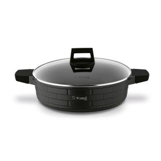 Patelnia głęboka z pokrywką na indukcję non-stick Brick Marble Starke Pro 28 cm