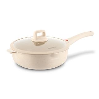Patelnia głęboka z pokrywką non-stick na indukcję Creamy Marble Konighoffer 28x8,5 cm