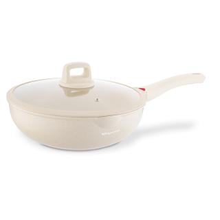 Patelnia WOK z pokrywką non-stick na indukcję Creamy Marble Konighoffer 30 cm