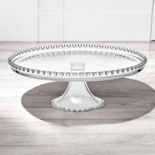 Patera szklana na ciasto Kuleczki Huta Szkła Jasło 32 cm