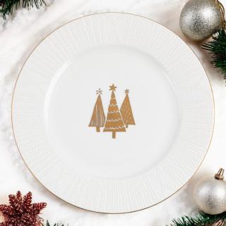 Talerz płytki obiadowy Golden Christmas Tree Florina 27,5 cm