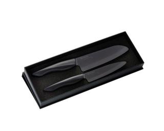 Zestaw 2 noży z czarnymi klingami w pudełku Shin Kyocera