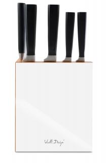 Zestaw 5 kutych noży w białym bloku Fino Vialli Design