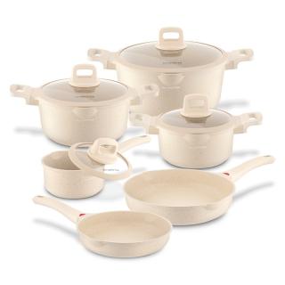 Zestaw garnków na indukcję non-stick Creamy Marble Konighoffer 10-elementowy