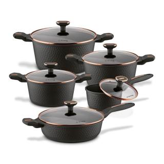 Zestaw garnków z pokrywkami na indukcję non-stick Texture Grey Starke Pro 10-elementowy