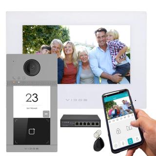 Wideodomofon z monitorem VIDOS S2401N WiFi PoE aplikacja System POE, Moduł WiFi, Otwieranie furtki i bramy, Czytnik zbliżeniowy