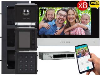 Zestaw modułowy wielorodzinny wideodomofon IP Vidos ONE 8x M2010 A2000-G/D/LCD FullHD Szyfrator Podtynkowy System modułowy wielorodzinny, 8 monitorów, POE, Moduł WiFi, Wyświetlacz, Szyfrator