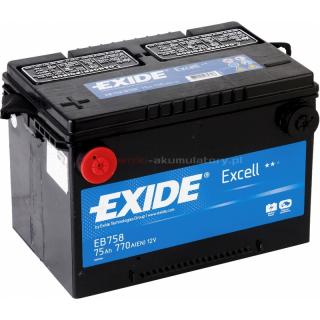 Akumulator 75Ah 770A L+ EXIDE EB758 (USA wkręcane klemy)