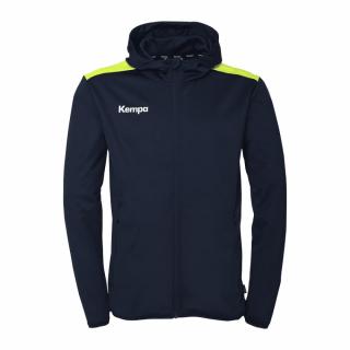 BLUZA ZAPINANA Z KAPTUREM EMOTION 27 KEMPA - granatowy/neonowy żółty