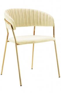 Krzesło MARGO beżowe - welur, podstawa złota