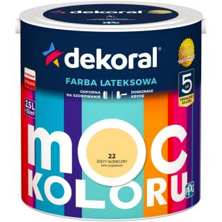 Farba Lateksowa Moc Koloru Żółty Słoneczny 2,5l Dekoral