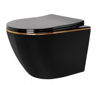 MISA WC PODWIESZANA REA CARLO MINI RIMLESS DUROPLAST FLAT BLACK GOLD E