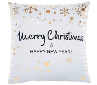Poszewka na poduszkę świąteczną BC06 white merry christmas