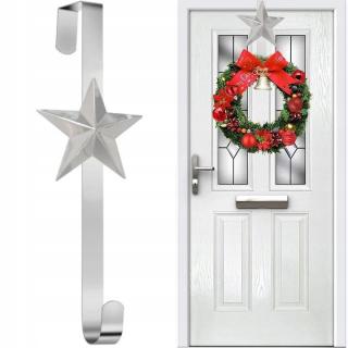 Świąteczny wieszak na drzwi gwiazda 37cm 301079 chrom