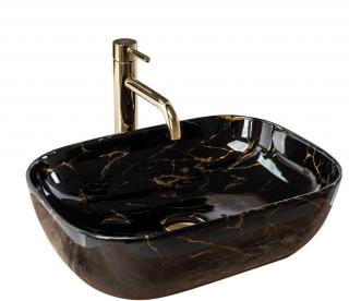 Umywalka nablatowa Rea Belinda Black Marble shiny  46,5X33cm
