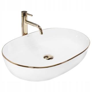 Umywalka nablatowa Rea CLEO 61 Gold Edge  60,5X41cm