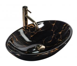 UMYWALKA NABLATOWA REA PAMELA BLACK MARBLE SHINY53X33cm