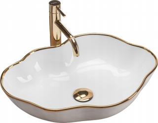 UMYWALKA REA PEARL WHITE GOLD EDGE - NABLATOWA 51,5x37,5cm