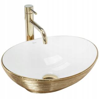 UMYWALKA REA SOFIA WHITE BRUSH GOLD - NABLATOWA 41x34,5cm