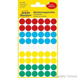 Naklejki kropki mix kolorów (270 szt., 12mm)