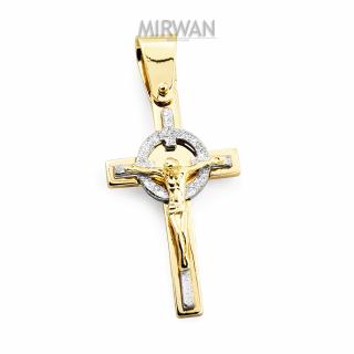 Złoty krzyżyk z Jezusem dwukolorowy MIRWAN.PL