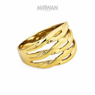 Złoty pierścionek cały żółty przeplatanka MIRWAN.PL