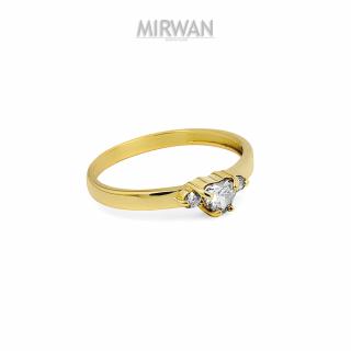 Złoty pierścionek serce otulone dwiema cyrkoniami MIRWAN.PL