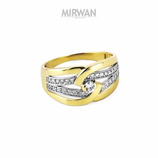 Złoty pierścionek szeroki  dwukolorowy MIRWAN.PL