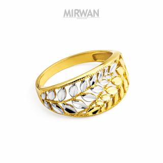 Złoty pierścionek szeroki liście MIRWAN.PL