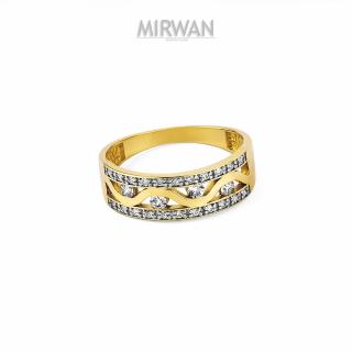 Złoty pierścionek wielokamieniowy ze szlaczkiem MIRWAN.PL