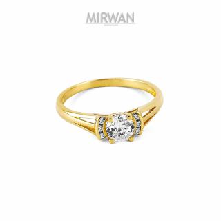 Złoty pierścionek z białą cyrkonią MIRWAN.PL