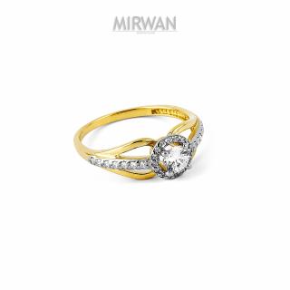 Złoty pierścionek z białymi cyrkoniami MIRWAN.PL