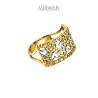 Złoty pierścionek z białymi sercami MIRWAN.PL