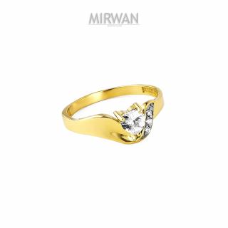 Złoty pierścionek z centralnym sercem MIRWAN.PL