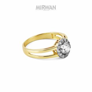 Złoty pierścionek z cyrkoniami rodowany MIRWAN.PL