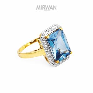 Złoty pierścionek z dużym przepięknym topazem MIRWAN.PL