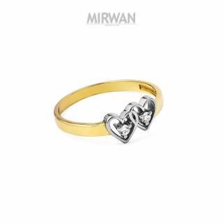 Złoty pierścionek z dwoma sercami MIRWAN.PL